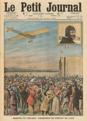 Der Flieger Alfred Leblanc kommt in Issy-les-Moulineaux an, Illustration aus 